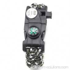 LED Light Outdoor Survival Camo Paracord Bracelet Flint Fire Starter Compass NEW (Red)